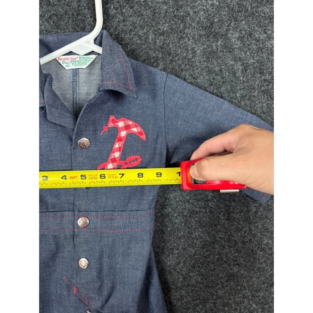 Vintage Healthtex Baby Romper 12 Months Blue Chambray USA Made - Picture 4 of 5